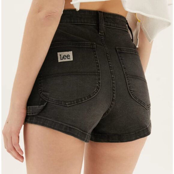 Lee High-Waisted Dungaree Shorts – Washed Black Denim - Picture 1 of 5